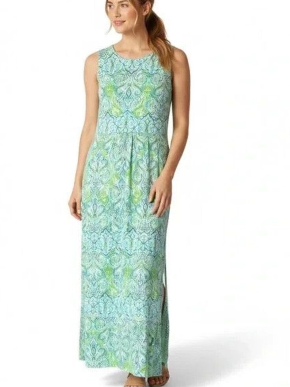 J. Jill Jersey Knit Sleeveless Paisley Midi Maxi Dress Size S